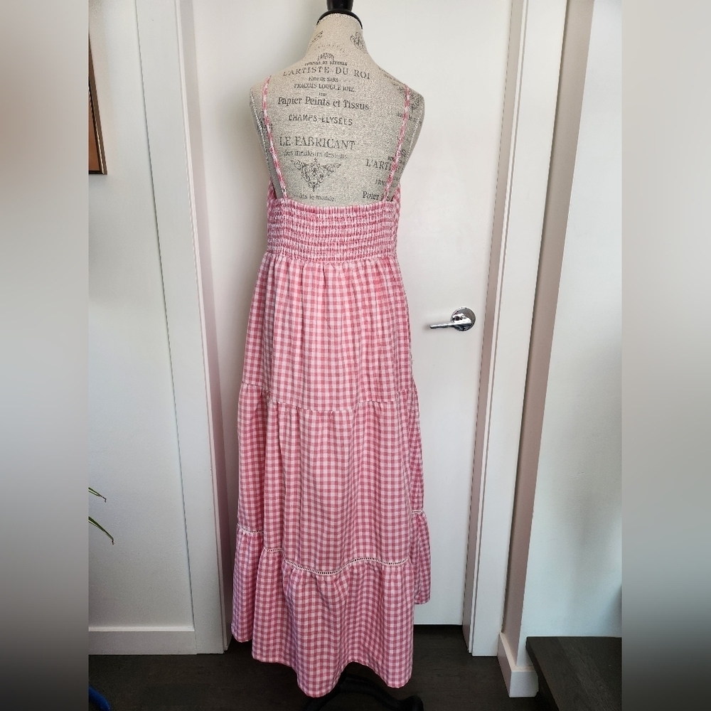 Pink Romantic Gingham Maxi Dress - Picture 11 of 16